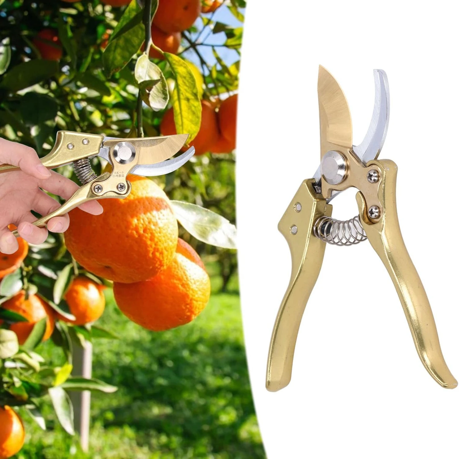 Yellow Garden Pruning Shears Aluminum Alloy Gardening Plant Scissors Branch Hands Pruner   Tool for Tree Flowers, Branch Pruning