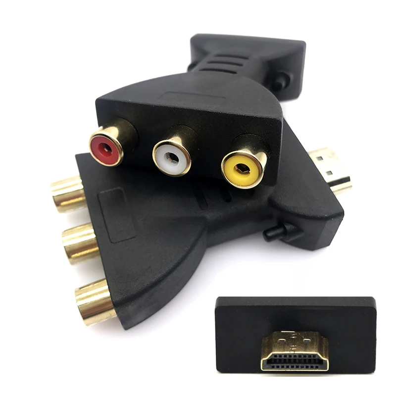 

1PCS HDMI TO AV Gold-plated HDMI-compatible Male To 3 RGB RCA Video Audio Adapter AV Component Converter Connector For HDTV DVD