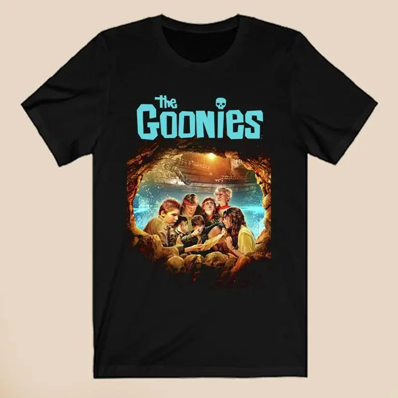 Camiseta preta masculina The Goonies Horror Island Adventure tamanho S 5XL