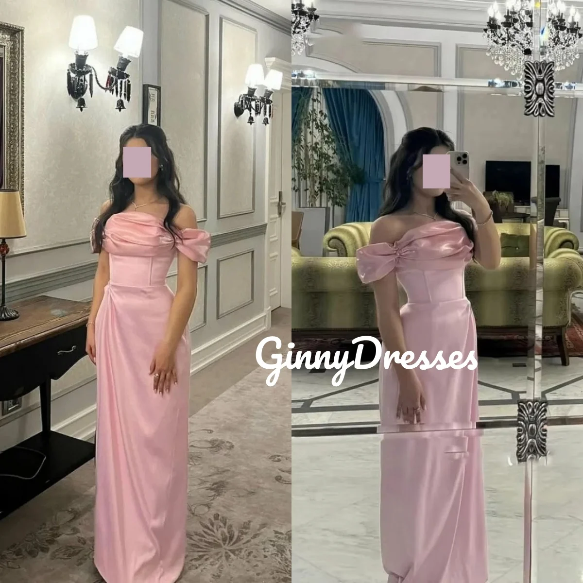 

Dubai Customize Luxury Evening Dresses Ruffle Off-The-Shoulder Floor-Length Wedding Party Dress Short Sleeves Dresses For Specia