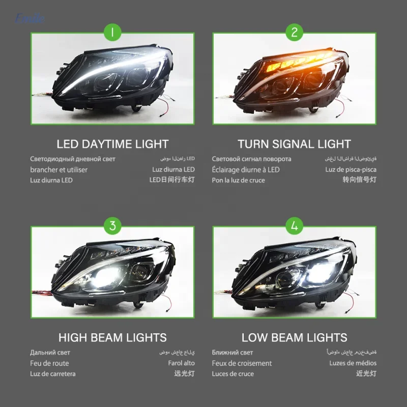

Car Lights for Mercedes Benz W 205 Headlight 2014 2015 2016 2017 2018 for Mercedes C180 C200 C260 LED Head Lamp！！