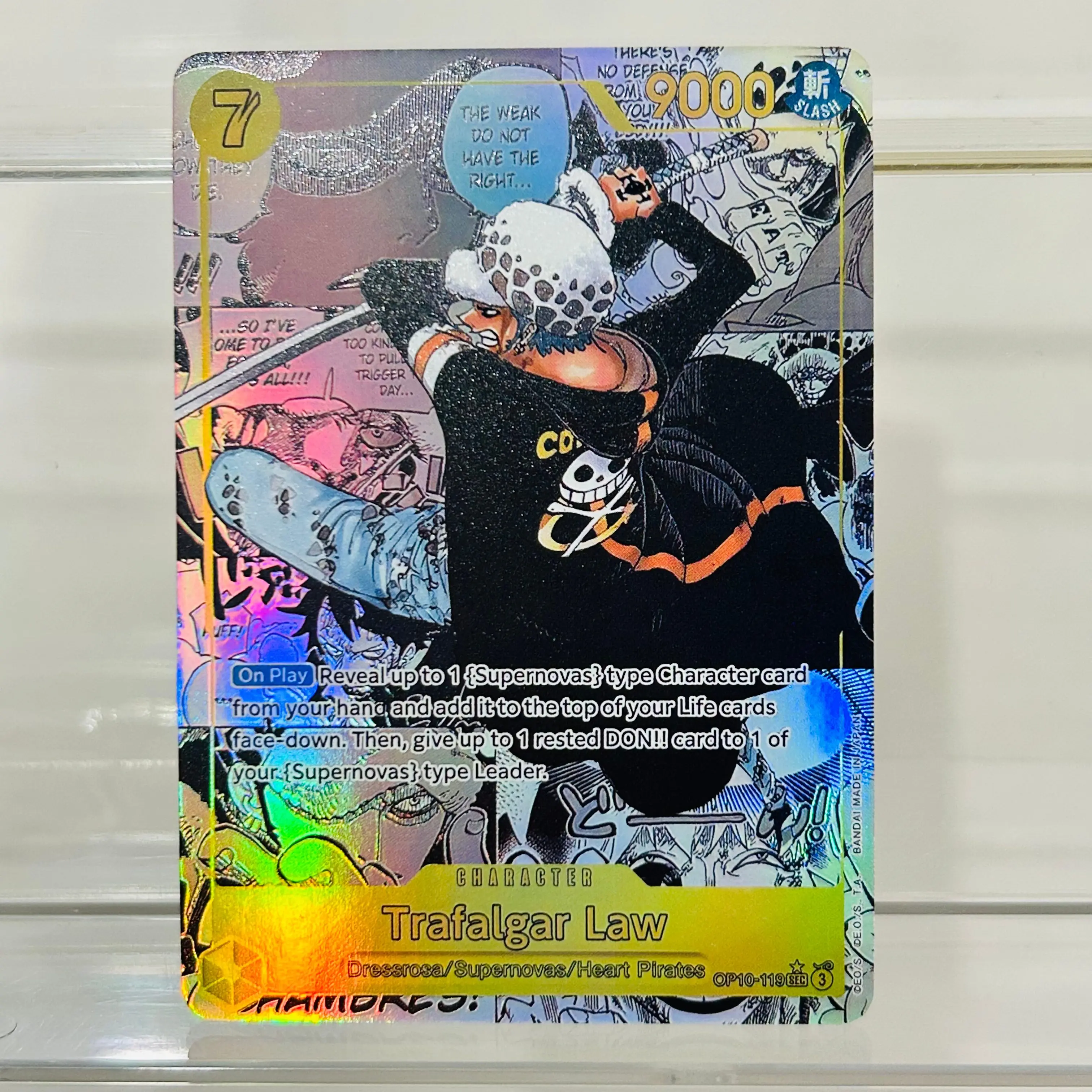 One Piece Trafalgar Law OP10-119 Karte Englische Version Holografische Textur Perfekter Zustand DIY Premium Anime Sammelkarte