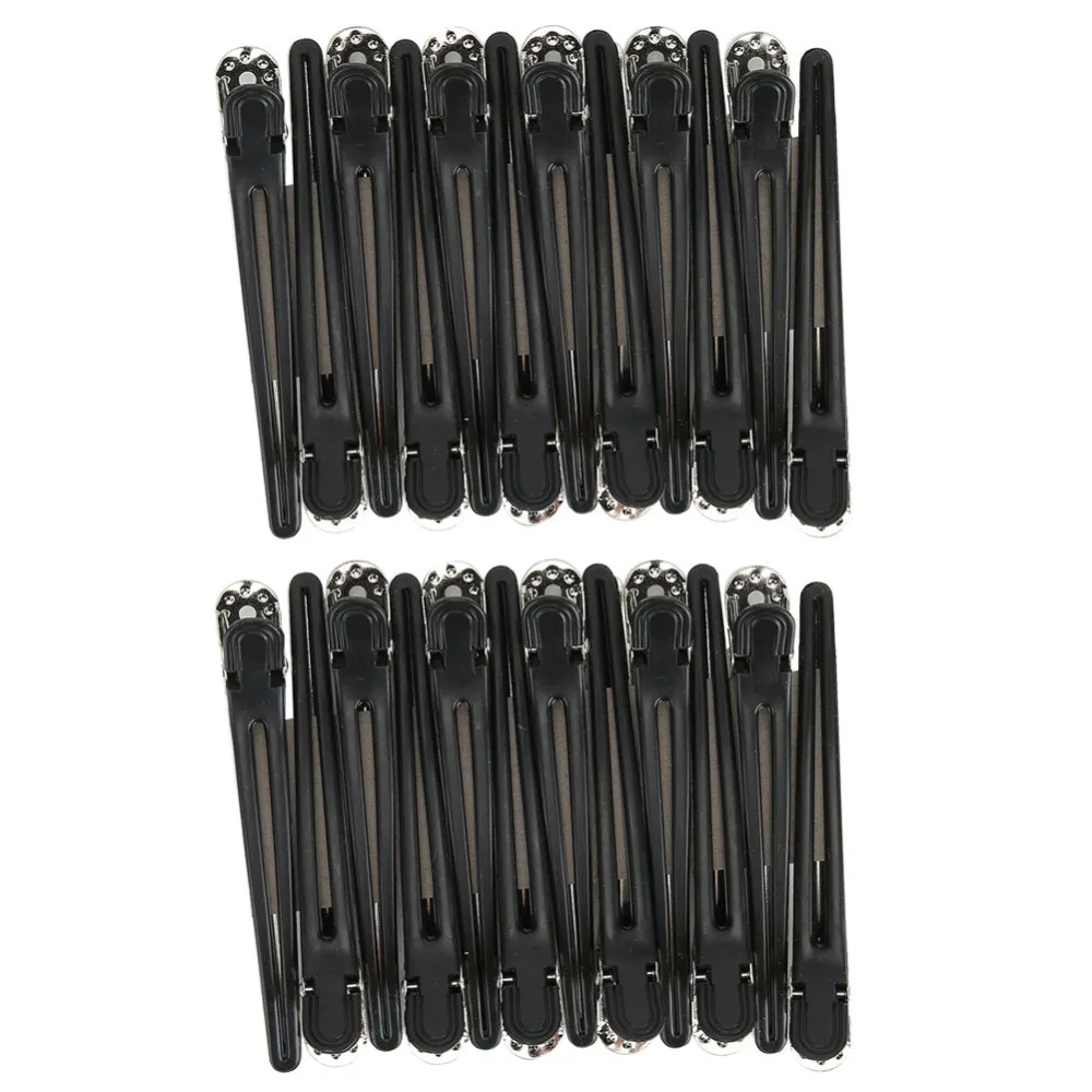 24pcs Black Positioning Hairpin Non-Slip Creaseless Duckbill Clip Strong Hold Professional Partition Hair Clips Home Use