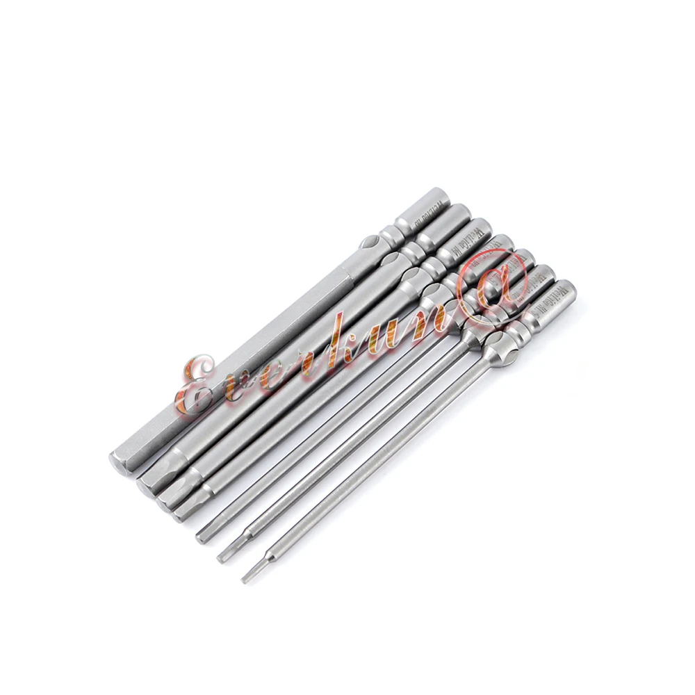 1/2/5/10p x Electric Screwdriver Bits Set Magnetic 802 Hex Driver H1.5 - H6 Round 6mm Shank 60/100mm Length S2 Steel Power Tool