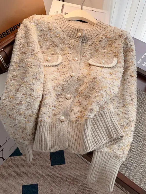 Xiaoxiang Style Knitted Sweater Cardigan Jacket for Women Short and Short with a High-end Feel and Exquisite Appearance Worn