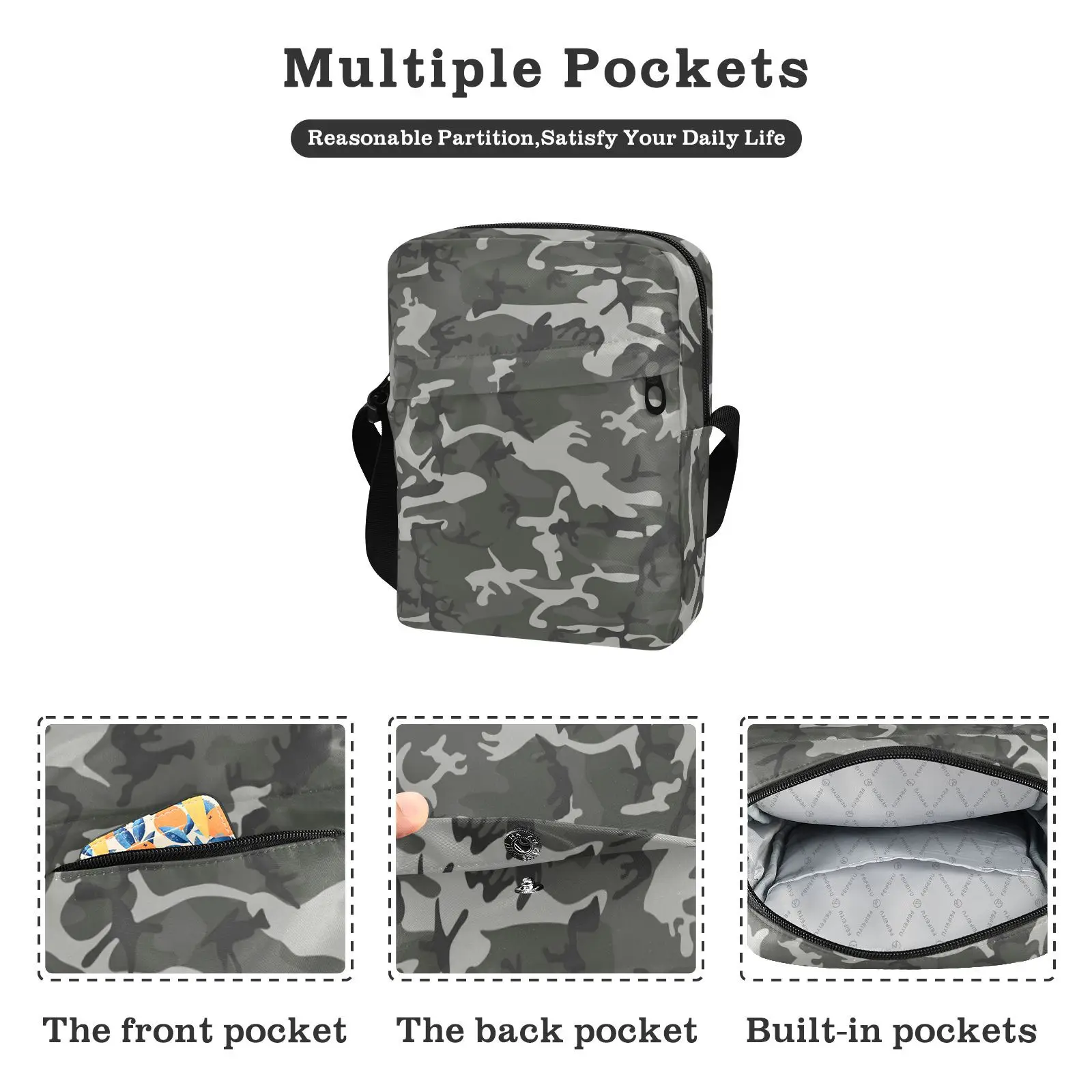 Classic Men Waterproof Crossbody Bags Male Camouflage print Shoulder Bags Boy Messenger Bags Man Handbags for Travel Casual