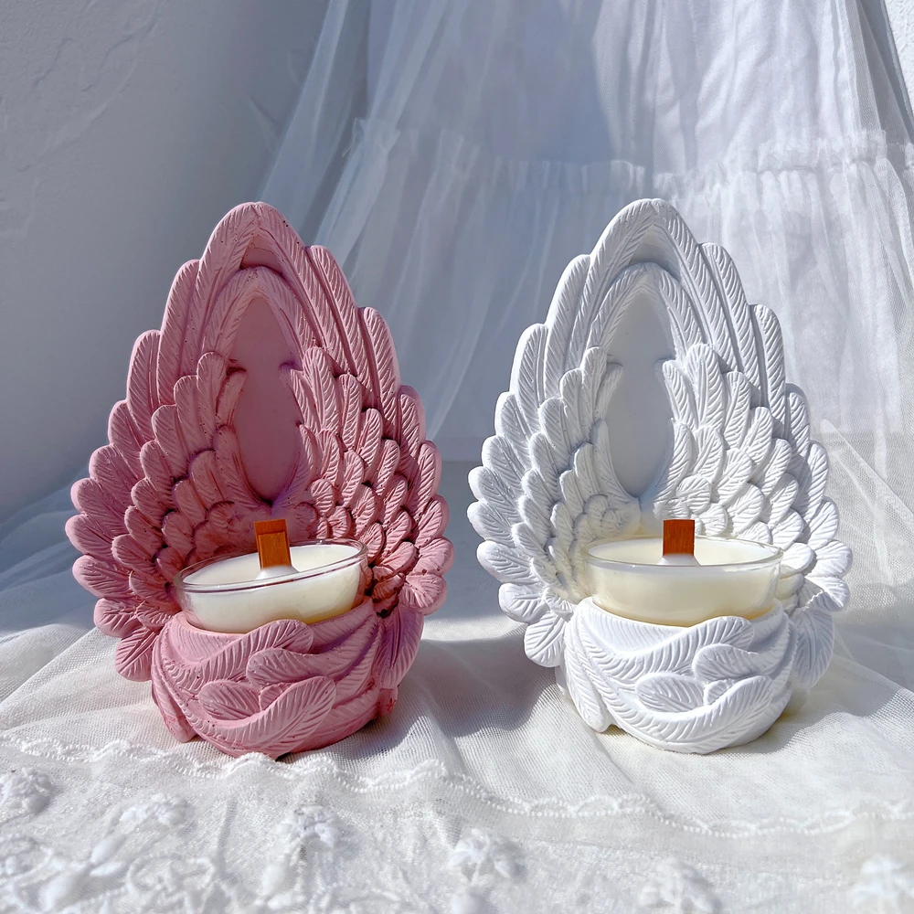 

Angel Wings Silicone Candle Mold for Candle Holder Tea Light Cement Candlestick Jar Gypsym Concrete Succulent Planter Mould