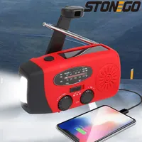 STONEGO 2000mA Radio de emergencia para exteriores Radio portátil de generación de energía Prevención de desastres Radio Solar con manivela Radio AM/FM