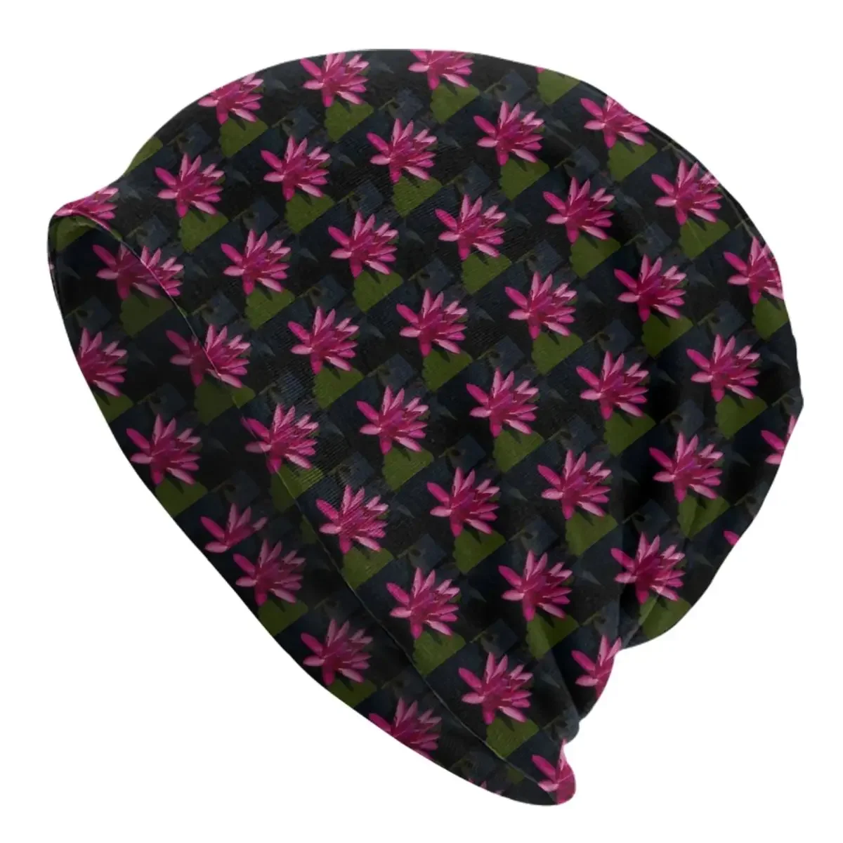 Water Lily Bonnet Hats Hot Pink Lotus Skullies Beanies Men Women Hip Hop Warm Soft Beanie Hats Autumn Outdoor Pattern Caps