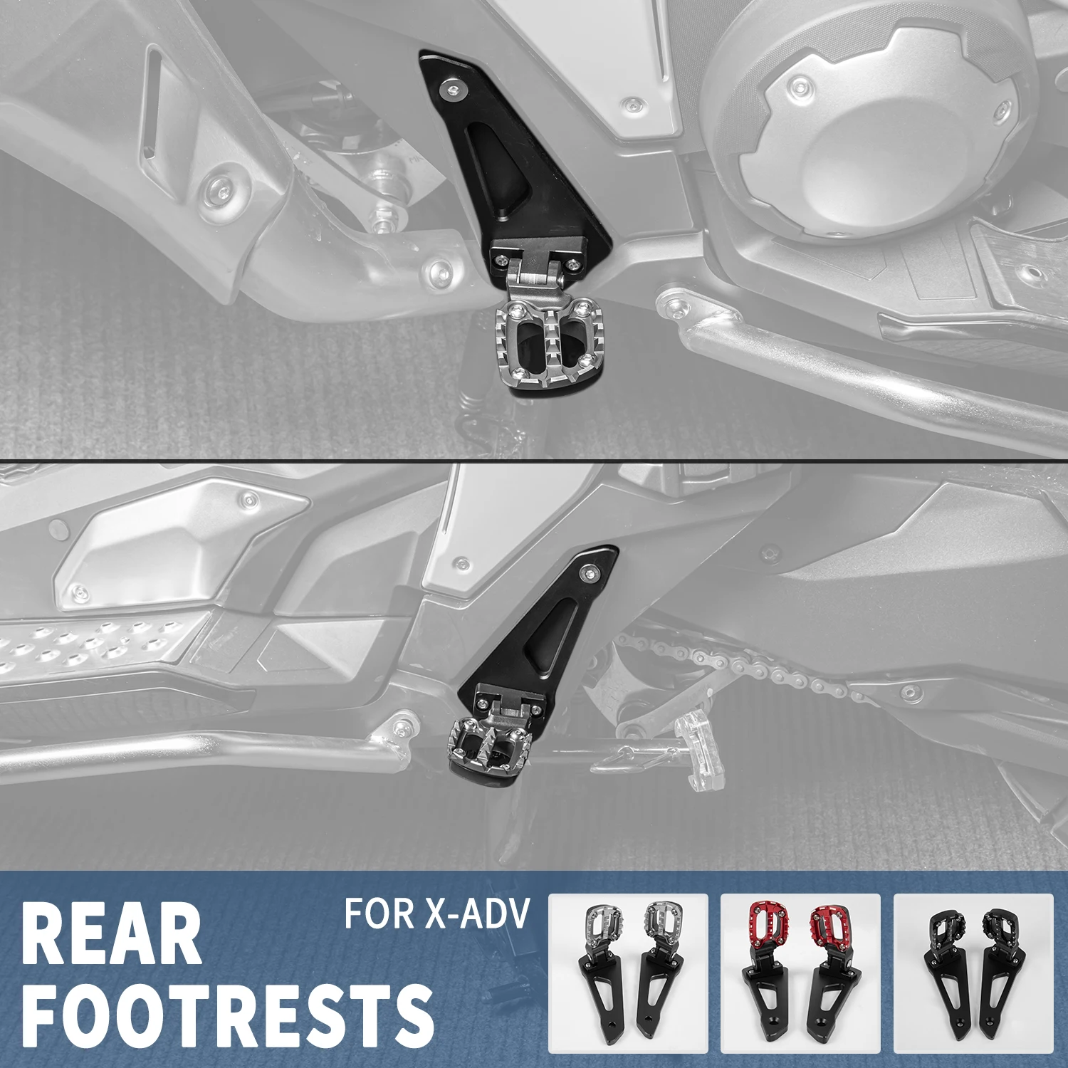 

Motorcycle Aluminum Alloy Rear Pedal Foot Stand Folding Footrests Passenger Pegs For HONDA XADV X-adv750 750 XADV750 2021 on