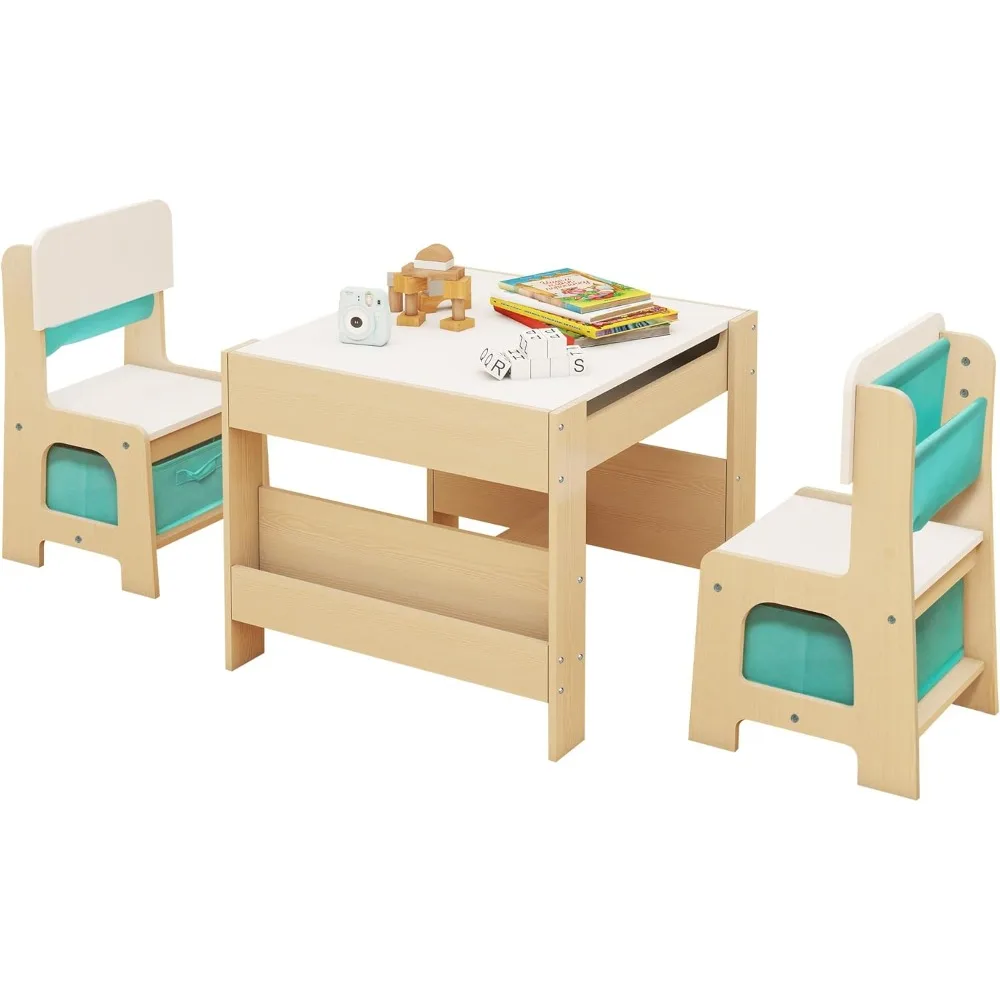 new Toddler Table and Chair Set (2 Chairs Included), Toddler Activity Table, 3-Piece Kids Furniture Set for Children Room & N