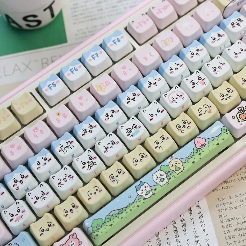 

Kawaii Chiikawa Theme Mechanical Keyboards Keycaps Cartoon Anime 135Keys Keycas Set Heat Sublimation Keycaps PBT Material Keycap