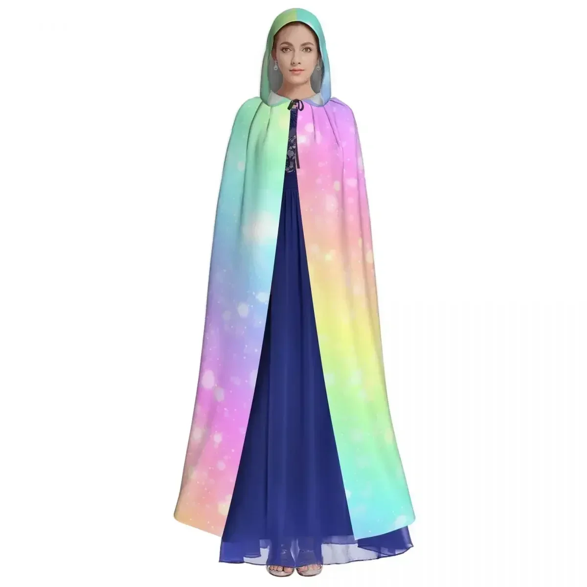 Cosplay Medieval Costumes Galaxy Fantasy Pastel Color Sky With Rainbow Hooded Cloak Capes Long Robes Jackets Coat Carnival