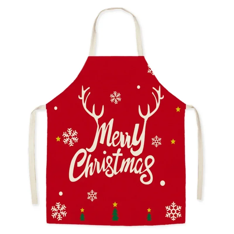 Cartoon Creative Christmas Pattern Linen Sleeveless Hand Wipe Waist Apron Home Decoration Kitchen Cleaning Tool Anti-greasy