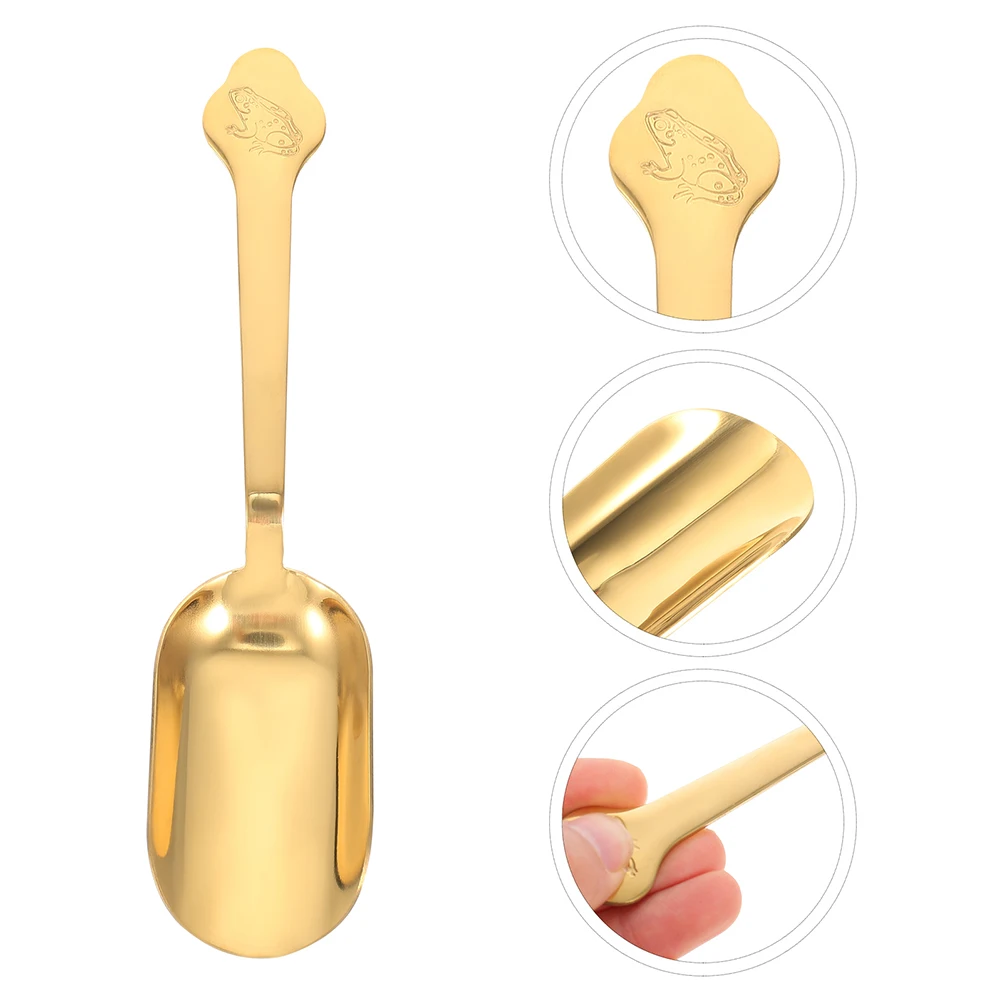 

2 Pcs Golden Teaspoon Scoops Gongfu Tool Buffet Ceremony Accessories Stainless Steel Spoons