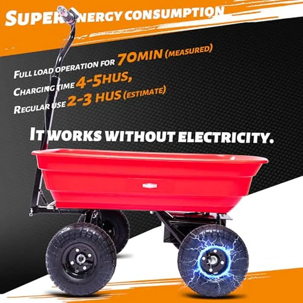 Electric Wheelbarrow Utility Cart 24V 180W Brushless Motor System 264lbs Load Capacity Variable Speed Control All-Terrain Tires