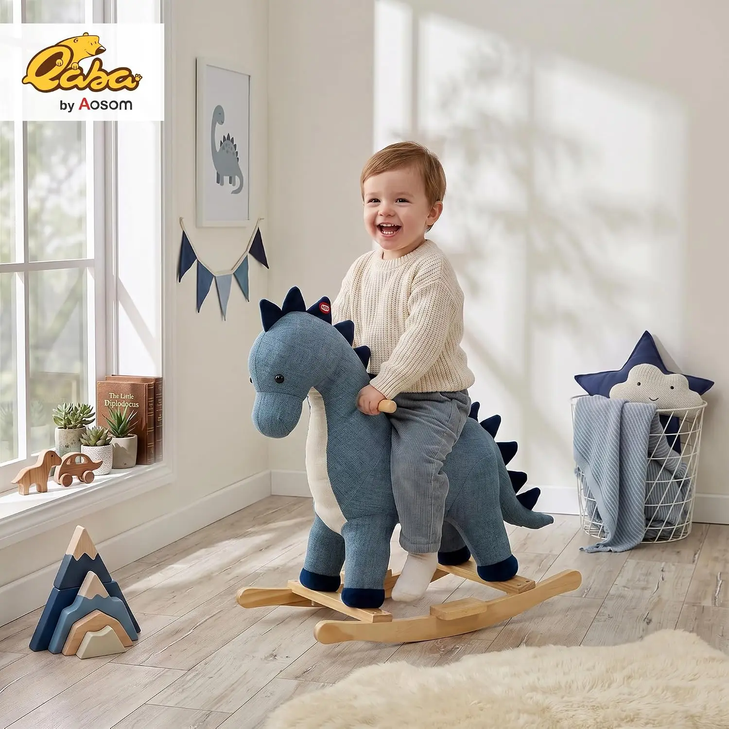 Baby Rocking Horse in Dark Blue, Realistic Sound Effects, Toddler Ages 12-36 Months