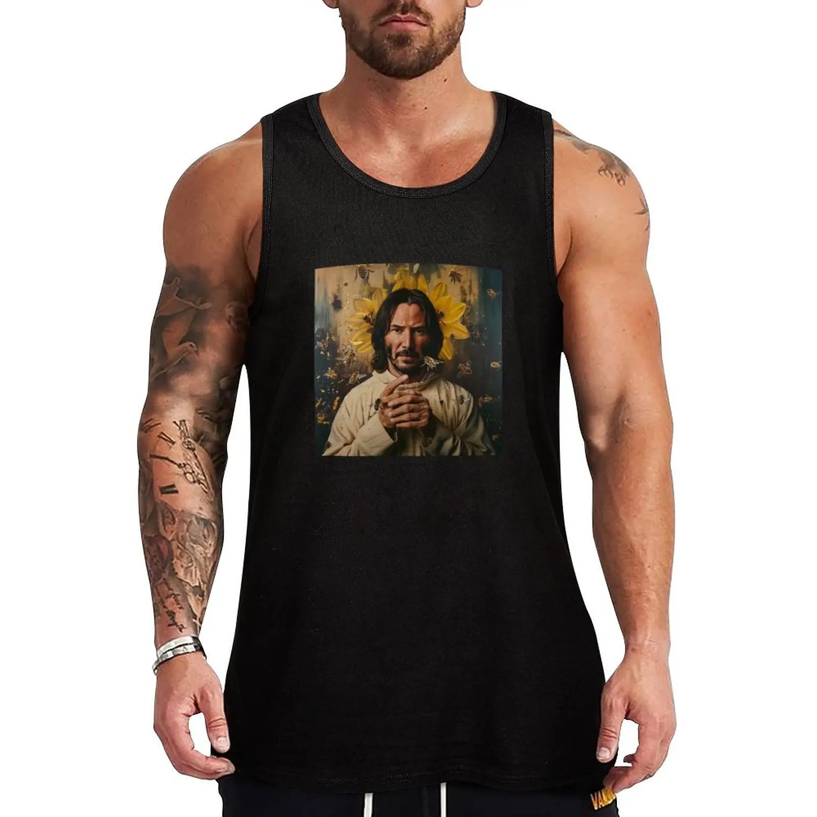 

John Wick, Bee, BABA YAGA, JOHN WICK and Bees, Keanu Christ, Keanu Saint Tank Top, жилеты без рукавов, мужская футболка без рукавов