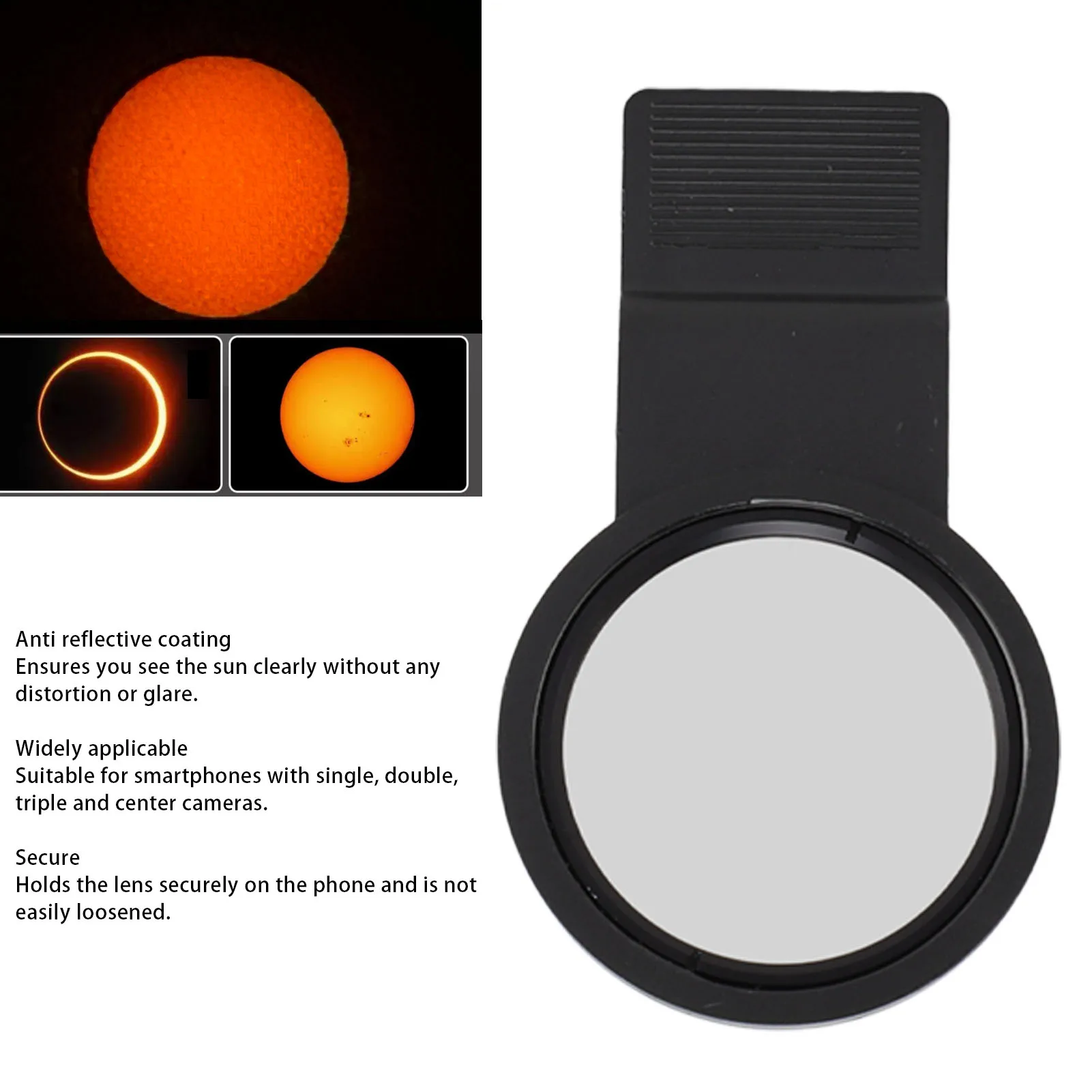 42mm/58mm Solar Eclipse Phone Lens Filter Anti Reflection Coating Clip-on Phone Solar Eclipse Imaging Enhancing Filter for Phone