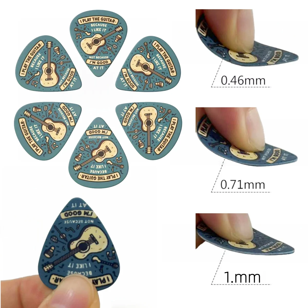 Miwayer 6pcs 3 Different Thickness Original Sound Guitar Pick /Brightly Colored Patterns w/Keychain Holster for Music Lovers