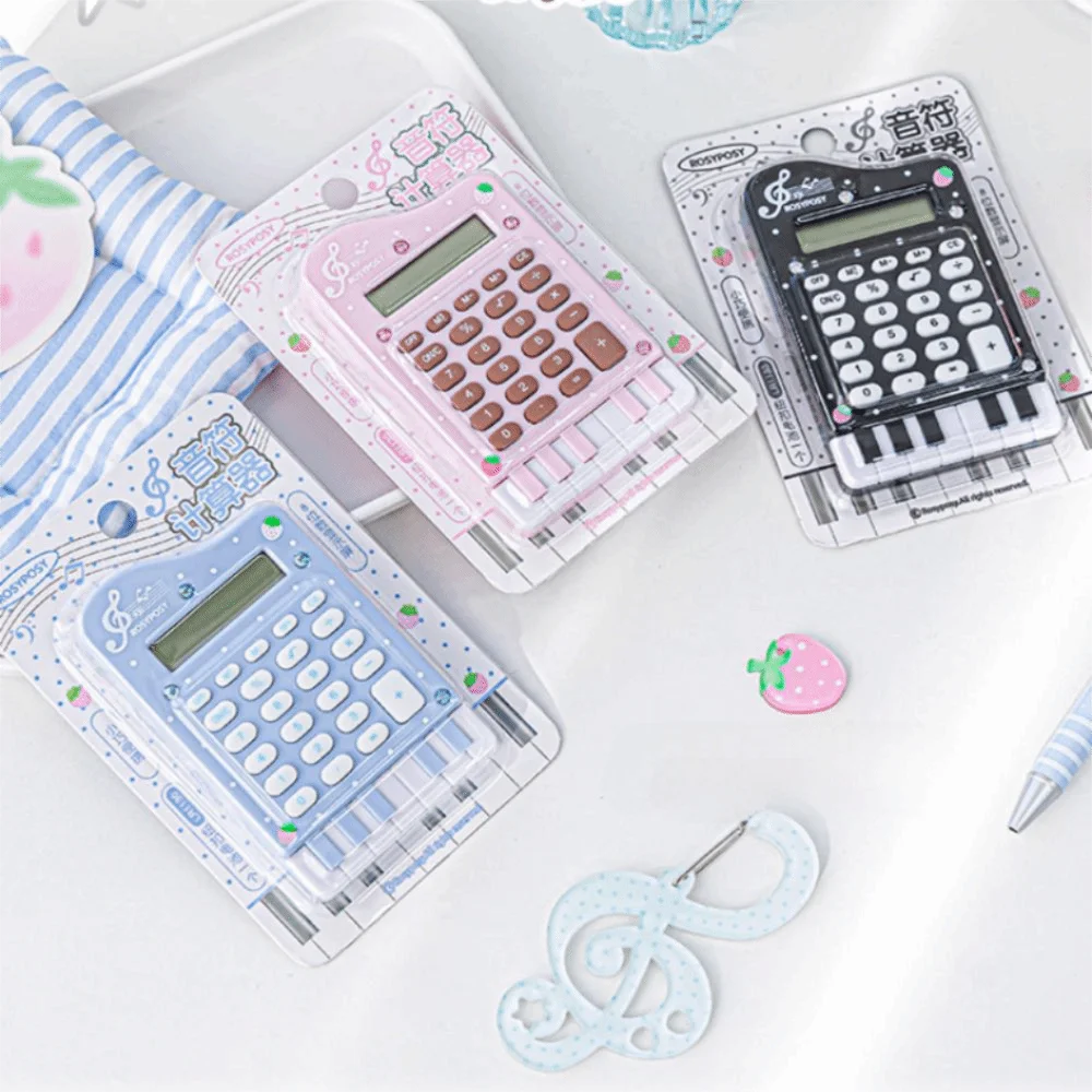 Multifunctional Piano Shape Mini Calculator Portable Pocket Office Calculator 8 Digits Student Calculator Desktop