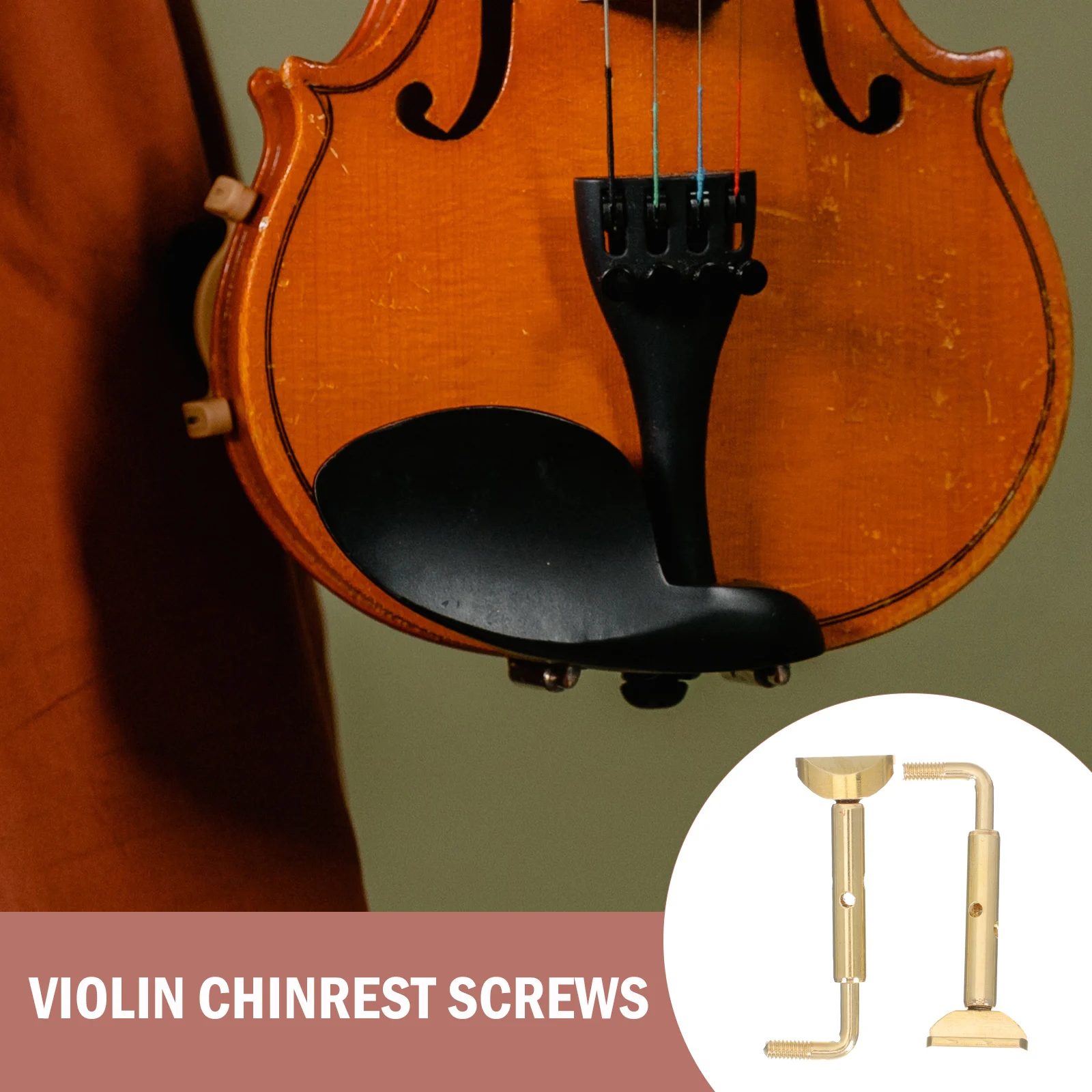 

2pcs Metal Violin Chinrest Screws Rustproof Durable Replacement Parts Smooth Surface Easy Install Chin Rest Screw for Violin