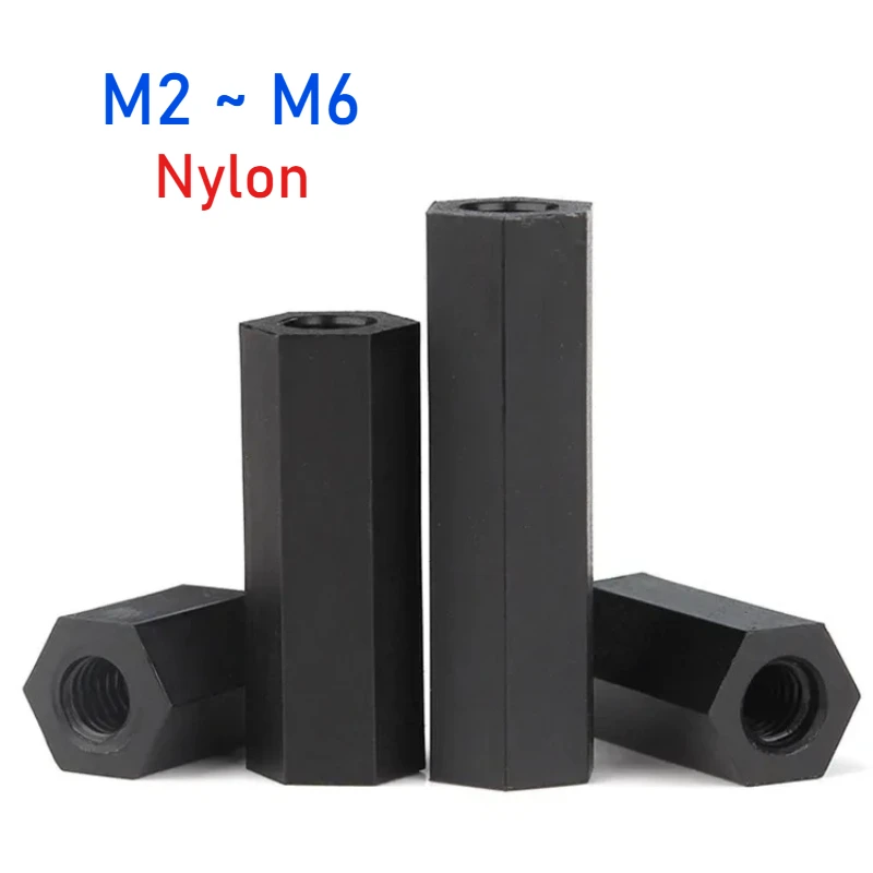 M2 M2.5 M3 M4 M5 M6 Black Nylon Hex Standoff Screw PC Compuer Motherboard PCB Motherboard Spacer