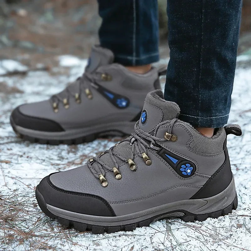 Men Winter Snow Boots Waterproof PU Sneakers Super Warm Men\'s Hiking Boots Outdoor Men Hiking Work Shoes Zapatos Hombre Verano