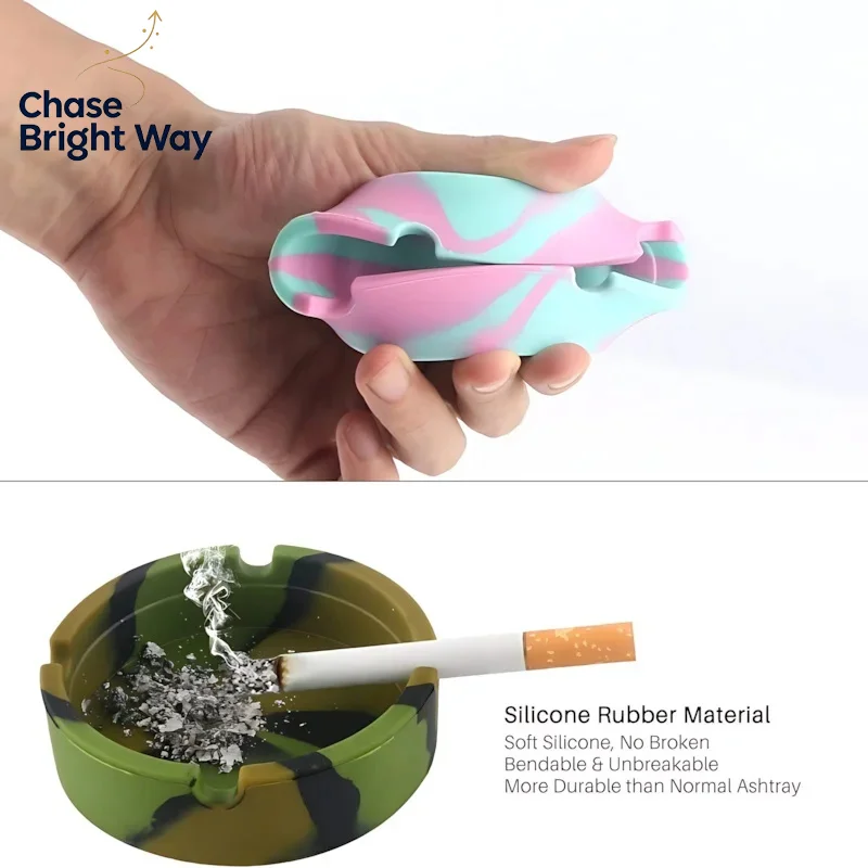 Portable  Ashtray Anti-scalding Cigarette Holder Environmentally Friendly Soft Round Silicone Ashtray Ashtray Holder