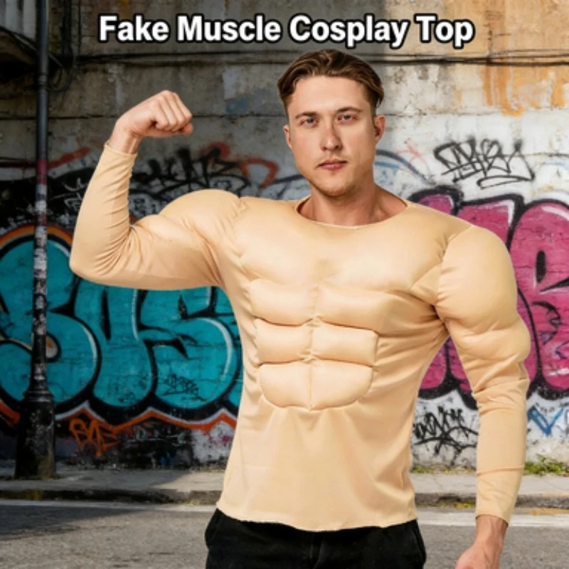

Взрослые мужчины поддельные мышцы пресса футболка косплей вечерние наряд костюм