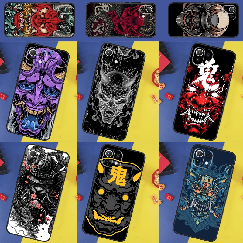 Japanese Samurai Oni Mask Case For POCO X5 X3 F5 Pro M5 F3 F4 X4 GT Cover For Xiaomi 13 Ultra 11T 12T Pro 12 Lite