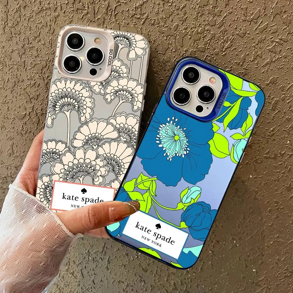 

K-Kate S-Spade Flower Phone Case For iPhone 17 16 15 14 13 12 11 Pro Max Plus Pro Colorful Shell
