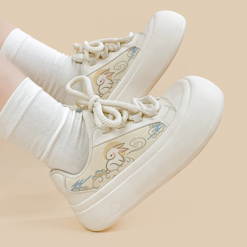 Amy and Michael Original Design Chinese Style Painting Shoes Girls Students Casual Chunky Sneakers Female Women Canvas Shoes