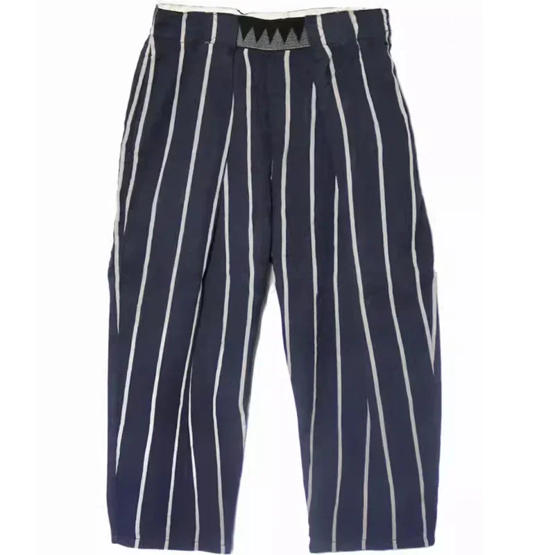 

KAPITAL 20ss Hirata Kazuhiro trendy loose striped linen wide-leg casual nine-point pants