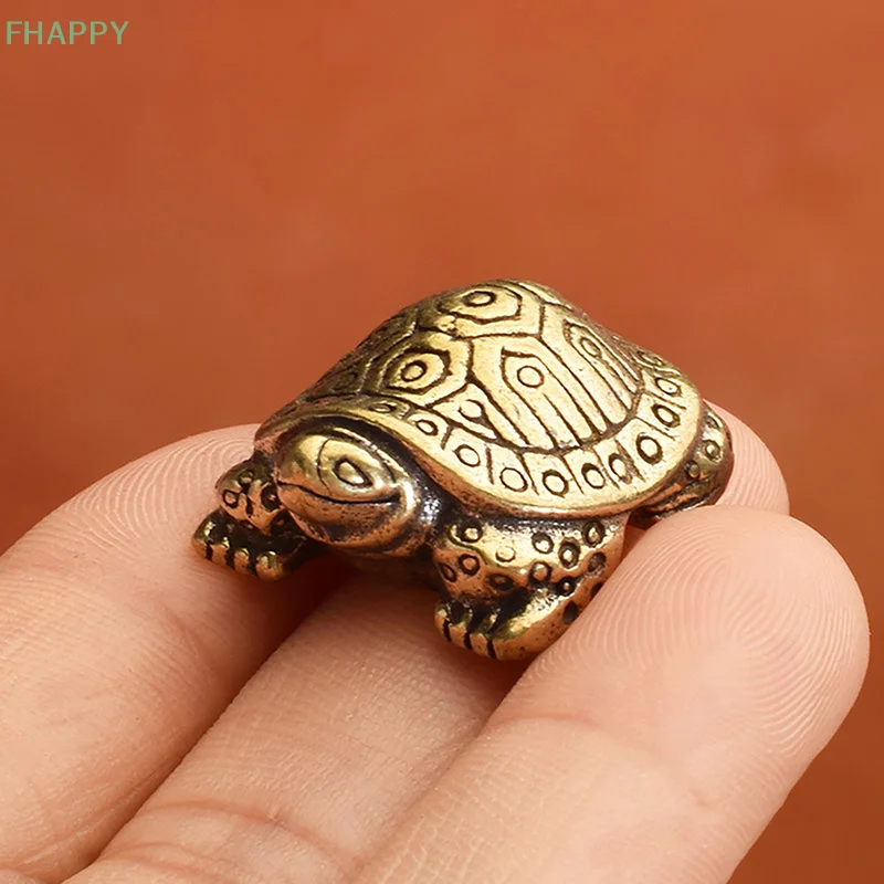 1Pc Antique Solid Brass Turtle Ornaments Longevity Animal Sculpture Home Office Desk Decorative Simulation Ornament