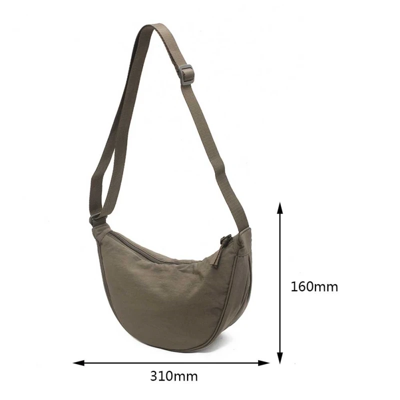 Bolso Hobo de nailon para mujer, bandolera de gran capacidad, Color sólido, para compras y viajes