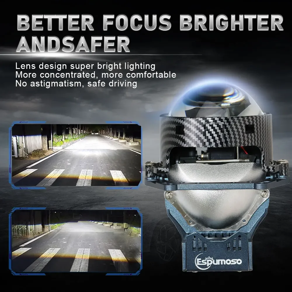 

X JHS High Quality 3inch 70W 10000LM Bi Projector Lens Headlight Hi Low Beam Led H4 3" Biled Laser Motorcycle Headlamp For Car