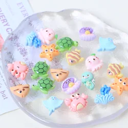 20Pcs New Cute Resin Crab Sea Horse Fish Sea Star Flatback Ornament Jewelry Making Manicure Hairwear Accessories