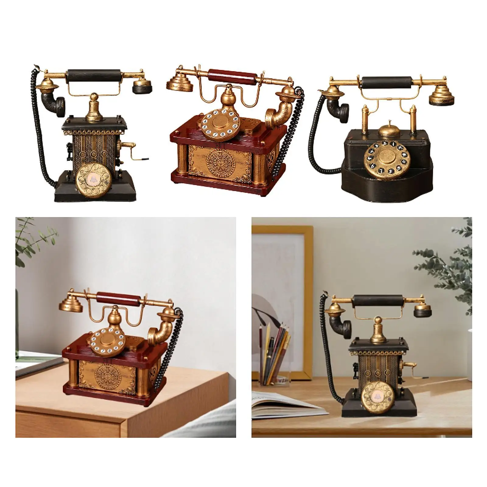 Classic Corded Desk Phone Model Bedroom Retro Style Restaurants Creative Home Decoration Props Old Telephone Landline Ornament