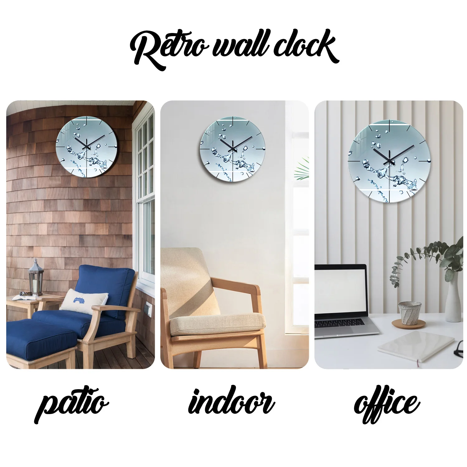 Modern Water Drop Pattern Tempered Glass Wall Clock Living Room Bedroom Kitchen Home Decoration Wall Clock Silent Quartz Clock Holiday Gift 12