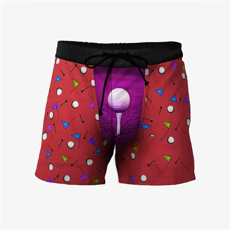 Funny Golf Ball Pattern Beach Short For Men Fashion Personalization 3D Printed Summer Short Pants Street Catch Eyes Swim Trunks