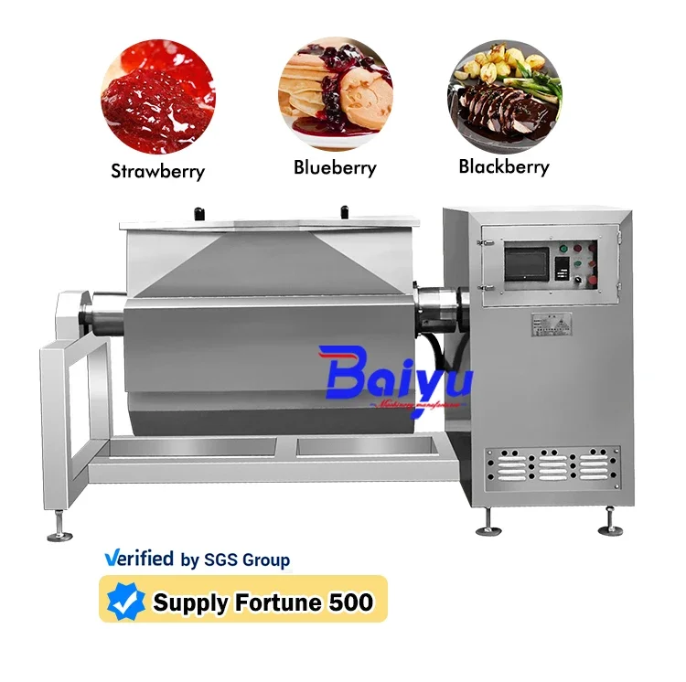 Baiyu Industrial Automatic Fruit Jam Cooker Horizontal Vacuum Cooking Mixer Machine Steams Jacketed Kettle Strawberry Jam Cooker