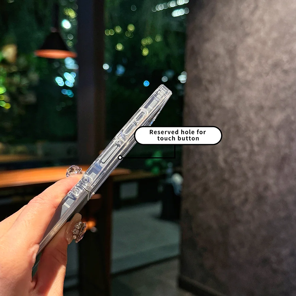 Z Flip7 Custodia magnetica colorata con glitter trasparente per Samsung Galaxy Z Flip 7 ZFlip7 Cover laser antiurto con ricarica wireless