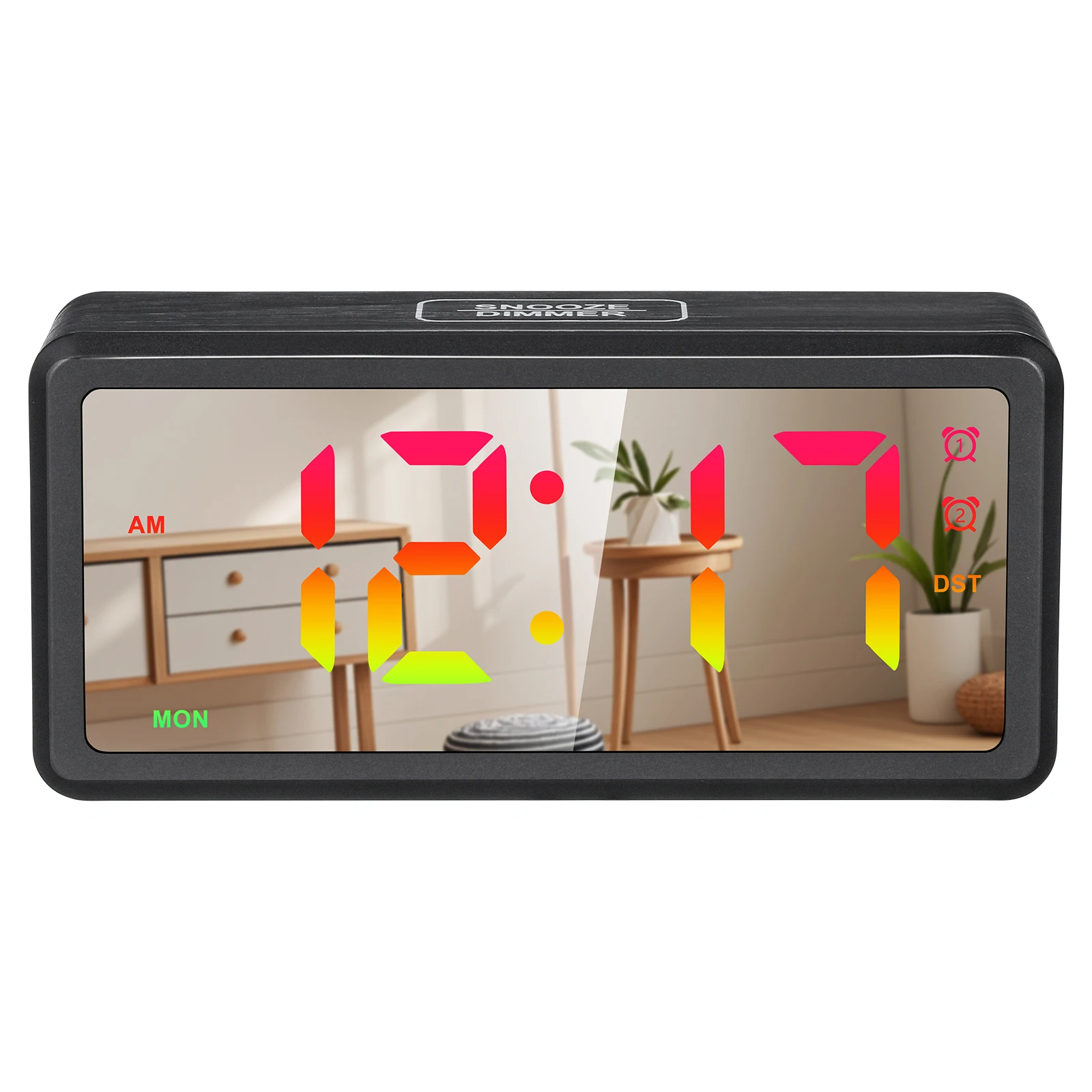 

1Set Aesthetic Clock LED Wood Color Change Daylight Saving Time Weekday Display for Bedroom Bedside