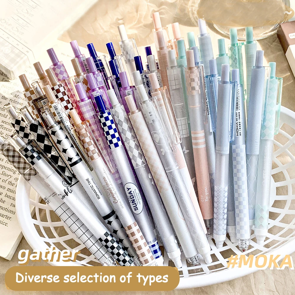 6 pcs/lot Gel Pen Cartoon Students Good Writing Practice Quick Dry Press Pen Ins Neutral Black Ballpoint Pen 0.5mm