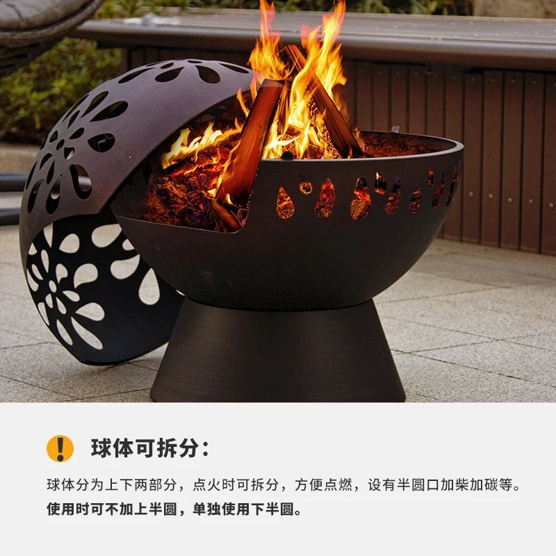 Outdoor craftsman courtyard heating stove household indoor firewood charcoal winter terrace garden fire