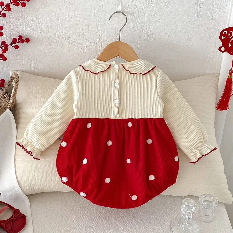 جديد شتاء 2025 0-24 متر ملابس أطفال حديثي الولادة للفتيات سميكة ودافئة بأكمام طويلة بدلة أطفال للأطفال الرضع ملابس أطفال