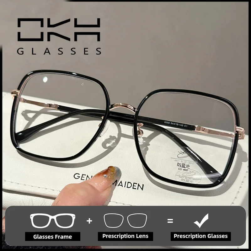 

OKH Large Frame Square Myopia Glasses for Women and Men Prescription Eyeglasses Reading