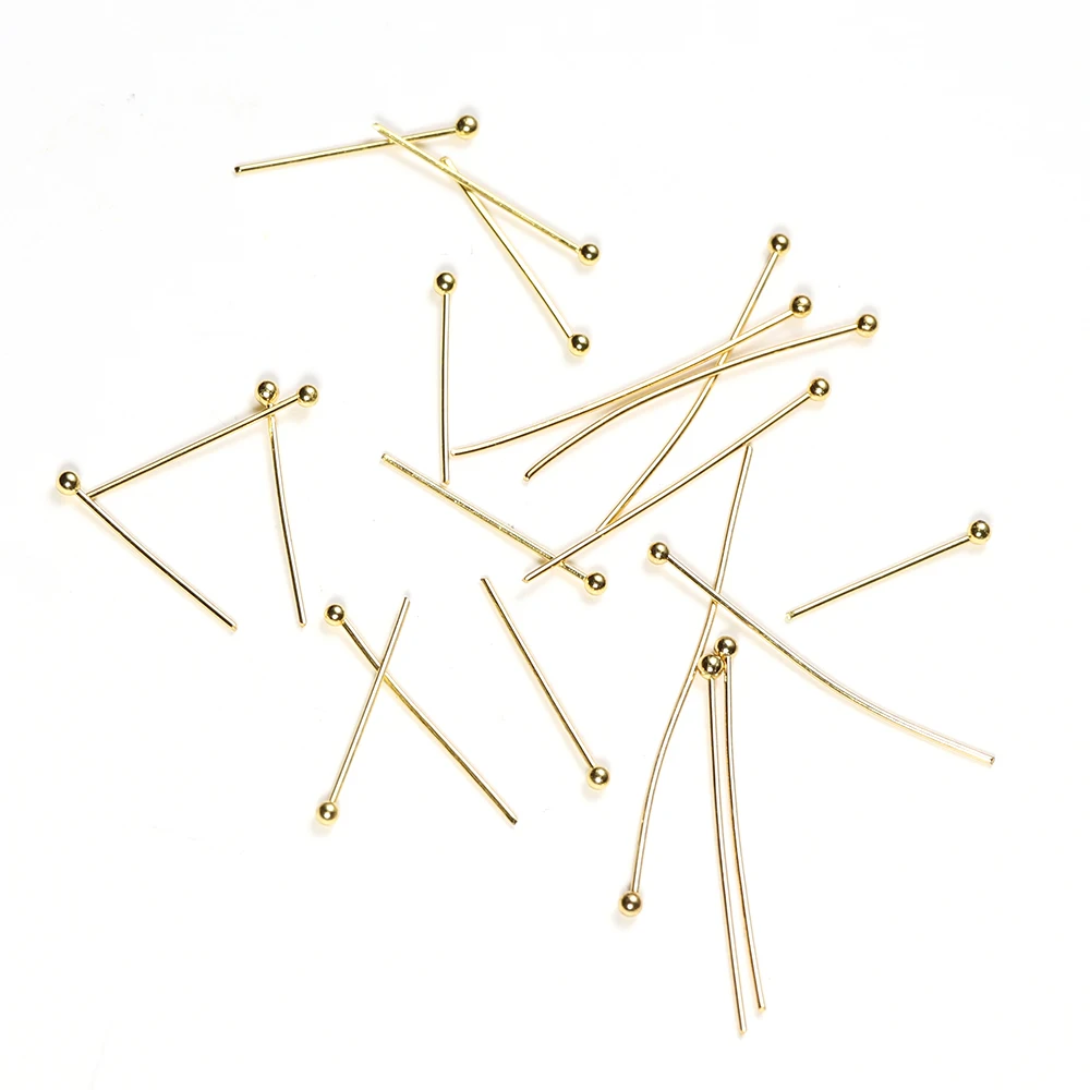 50 Stück 0,6 mm Edelstahl vergoldete Kopfstifte für DIY-Ohrringe, Zubehör für handgemachte Arbeiten, Perlen und Schmuckherstellung 20/30 mm – Detail 6