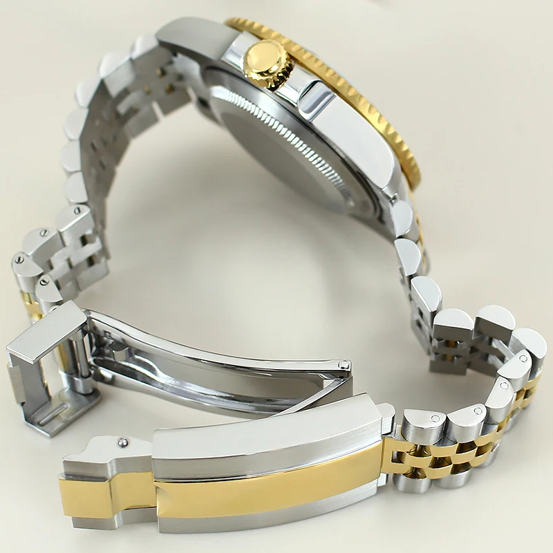 40mm Luxury Watch Silver Gold Case Bracelet Sapphire Glass For NH35 NH36 NH34 8215 2824 PT5000 movement 28 5mm dial C3 Bezel SUB